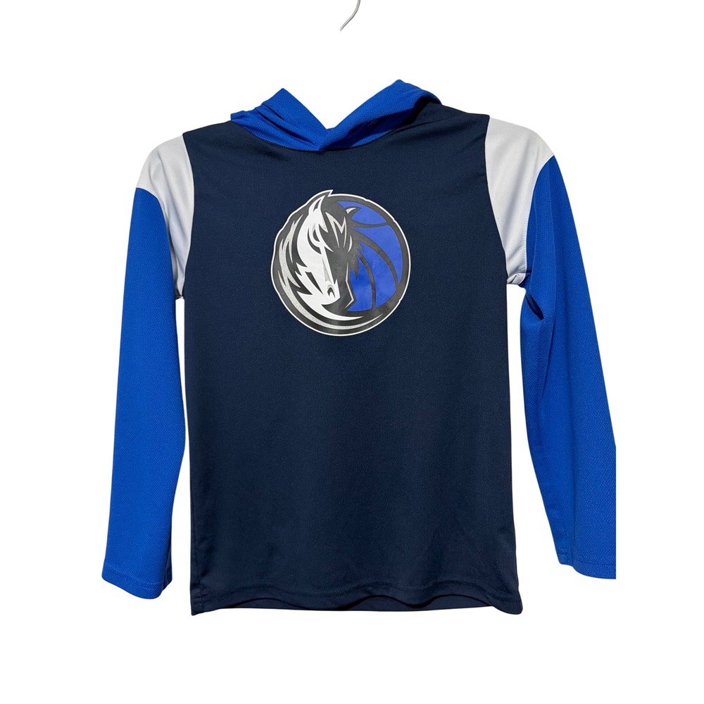 NBA Dallas Mavericks Youth Hoodie Navy Blue Performance Mesh Hooded Shirt